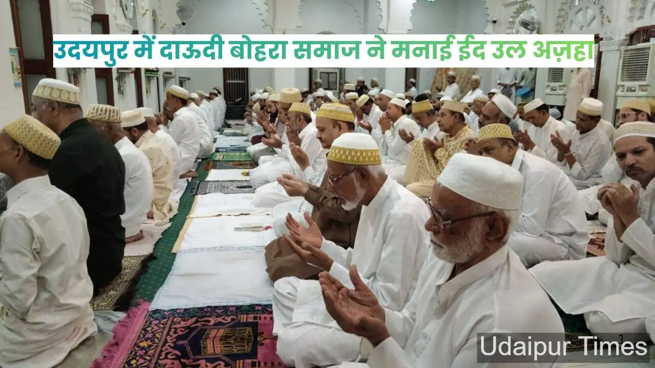 Dawoodi Bohra community members offering Eid-ul-Adha prayers at mosques in Udaipur
