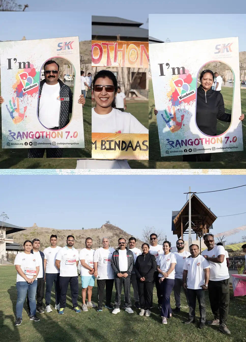 Participants cycling during Rangothon 7.0 community event promoting eco-friendly Holi in Udaipur.