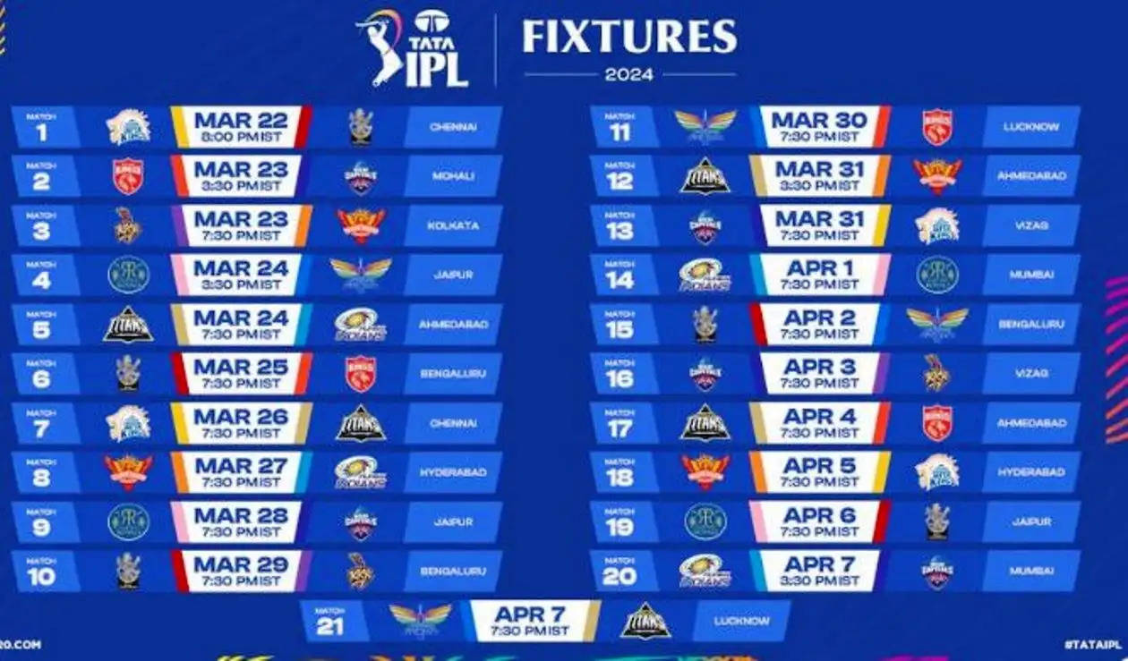 IPL 2024 amtch schedule