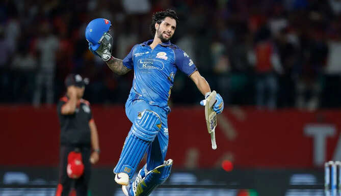 Tilak Varma celebrates after guiding Mumbai Indians to victory against Punjab Kings in IPL 2026