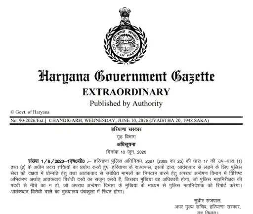 हरियाणा में यहां बनेंगे 2 नए ATS पुलिस स्टेशन, आंतक पर सरकार का कडा प्रहार