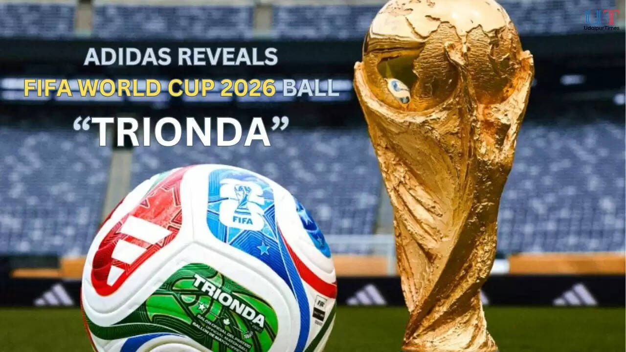 adidas Trionda official 2026 FIFA World Cup ball unveiled in Mexico City  Trionda match ball featuring maple leaf, eagle, and stars design  FIFA World Cup 2026 ball with motion sensor chip and gold accents
