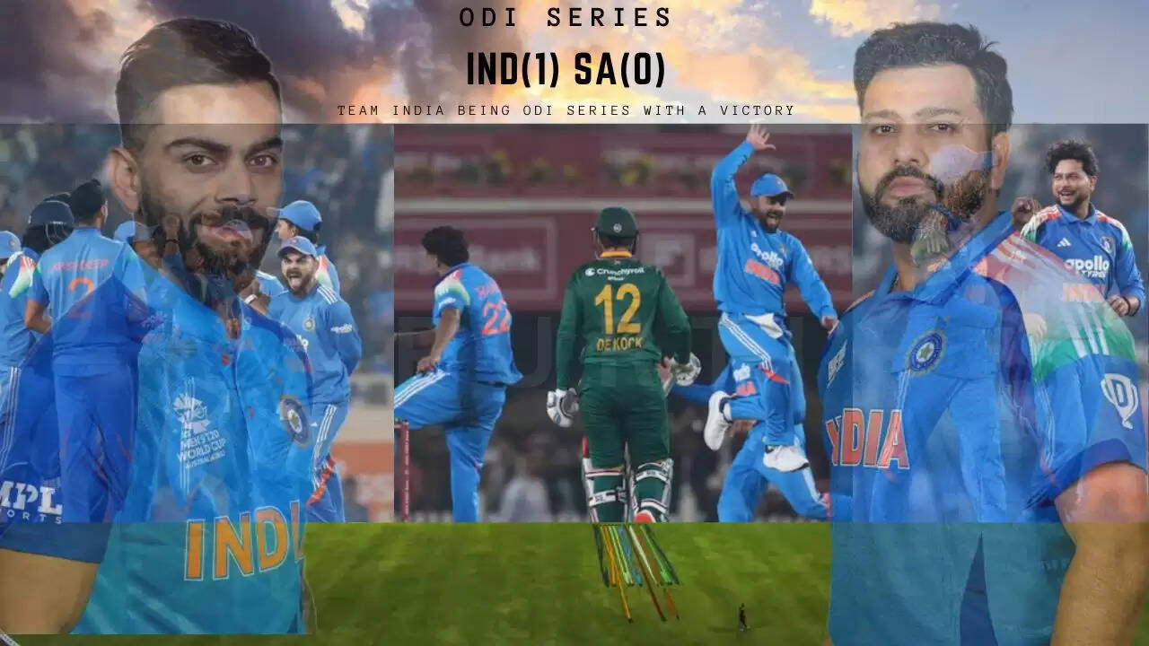 &ldquo;Virat Kohli celebrates his century as India beats South Africa by 17 runs in the first ODI in Ranchi.&rdquo;