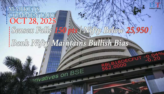 Sensex Falls 150 pts | Nifty Below 25,950 | Bank Nifty Maintains Bullish Bias