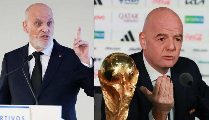 La Liga president Javier Tebas reacts to FIFA's proposed expansion of the 2030 FIFA World Cup to 64 teams.
