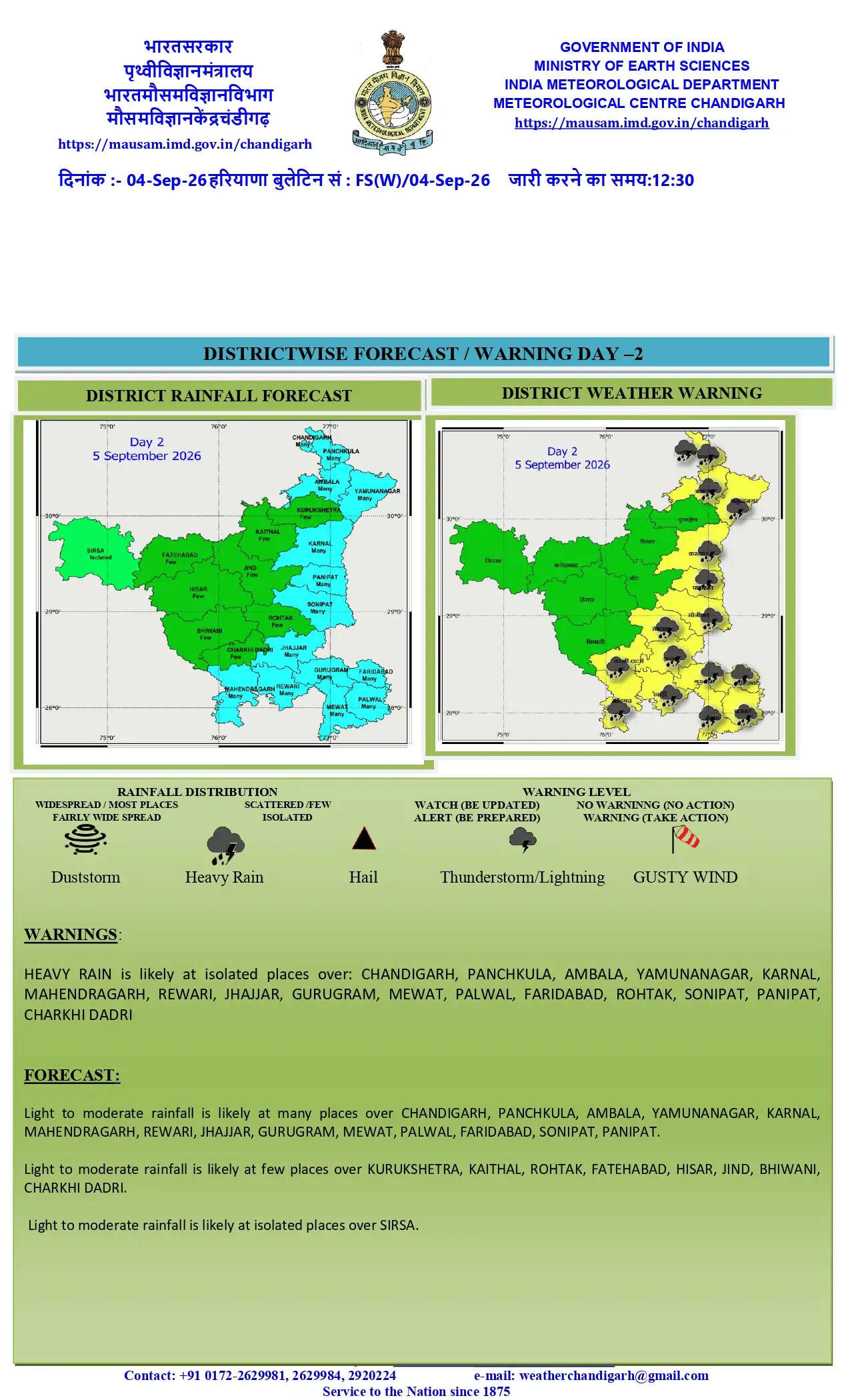 हरियाणा पंजाब और चंडीगढ़ में आज, कल और परसों समेत 3 दिन के लिए भारी बरसात का येलो अलर्ट