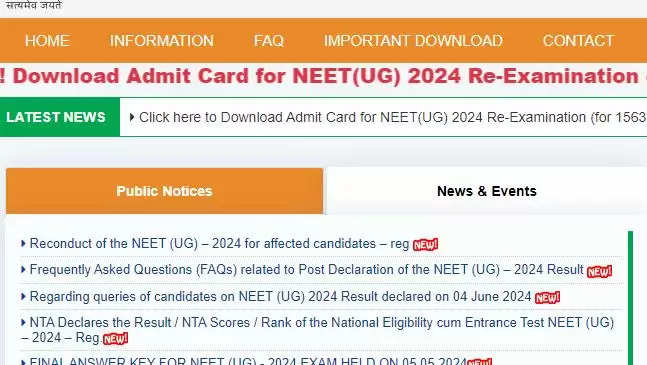 NEET Re-Admit Card 2024 Released by NTA