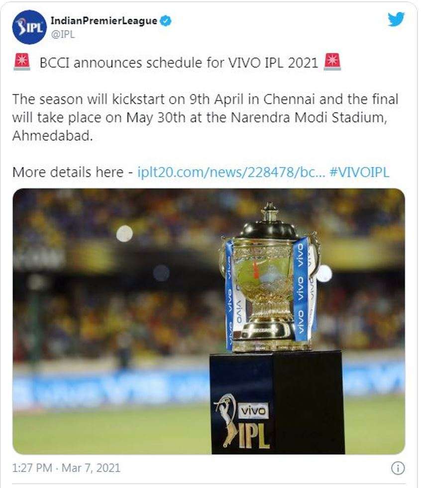 IPL 2021 Schedule: 9 अप्रैल को पहला और 30 मई को फाइनल