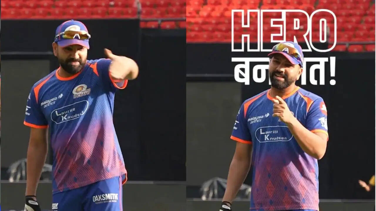 Rohit Sharma joking during Mumbai Indians practice ahead of PBKS vs MI IPL 2026 match