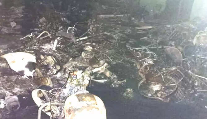 fire at bike showroom