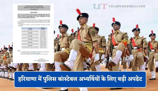 &nbsp;हरियाणा में पुलिस कांस्टेबल अभ्यर्थियों के लिए बड़ी अपडेट, PMT के लिए जारी किया शेड्यूल