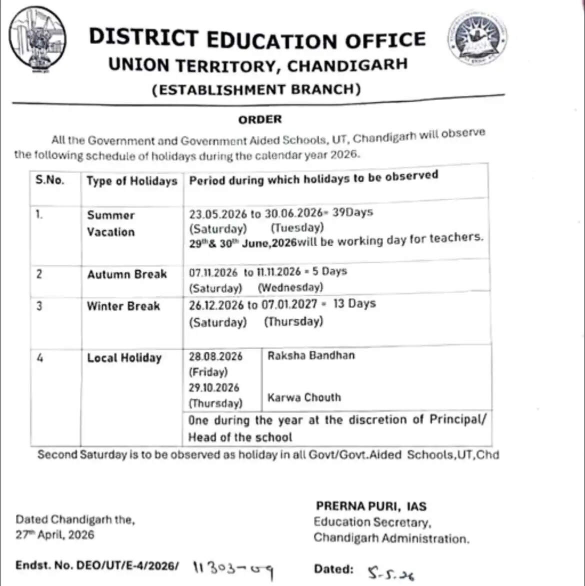 Govt School Holidays