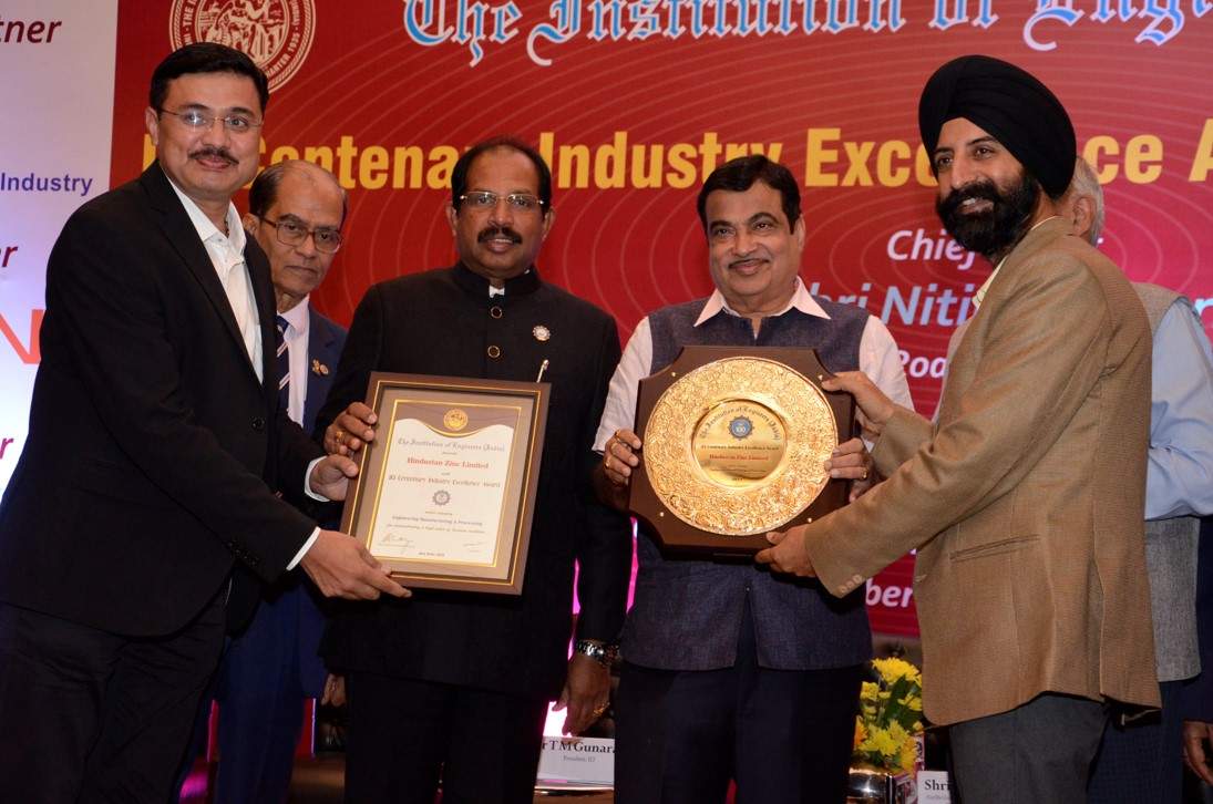 HINDUSTAN ZINC receives Institution of Engineers India Centenary Industry Excellence Award 2019