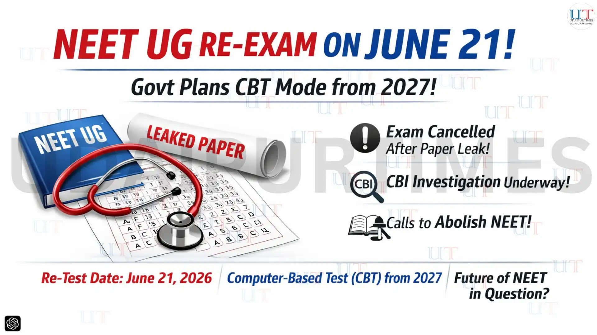 NEET UG 2026 re-examination announced for June 21 after cancellation over alleged paper leak investigation