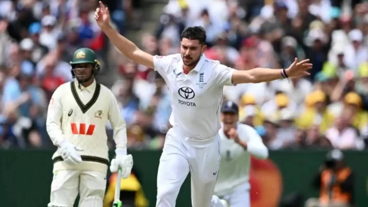 England team celebrates historic Test victory against Australia at Melbourne during Ashes 2025