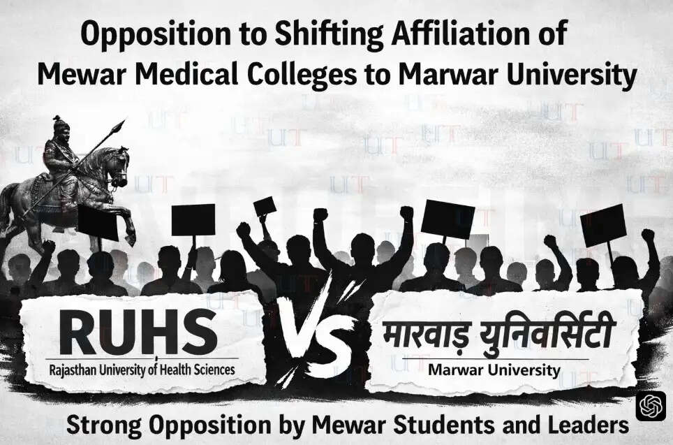 mewar-medical-colleges-marwar-university-affiliation-protest-udaipur Leaders and medical institutions in Udaipur oppose shifting Mewar colleges affiliation from RUHS to Marwar University. Mewar Colleges Oppose Marwar University Affiliation
