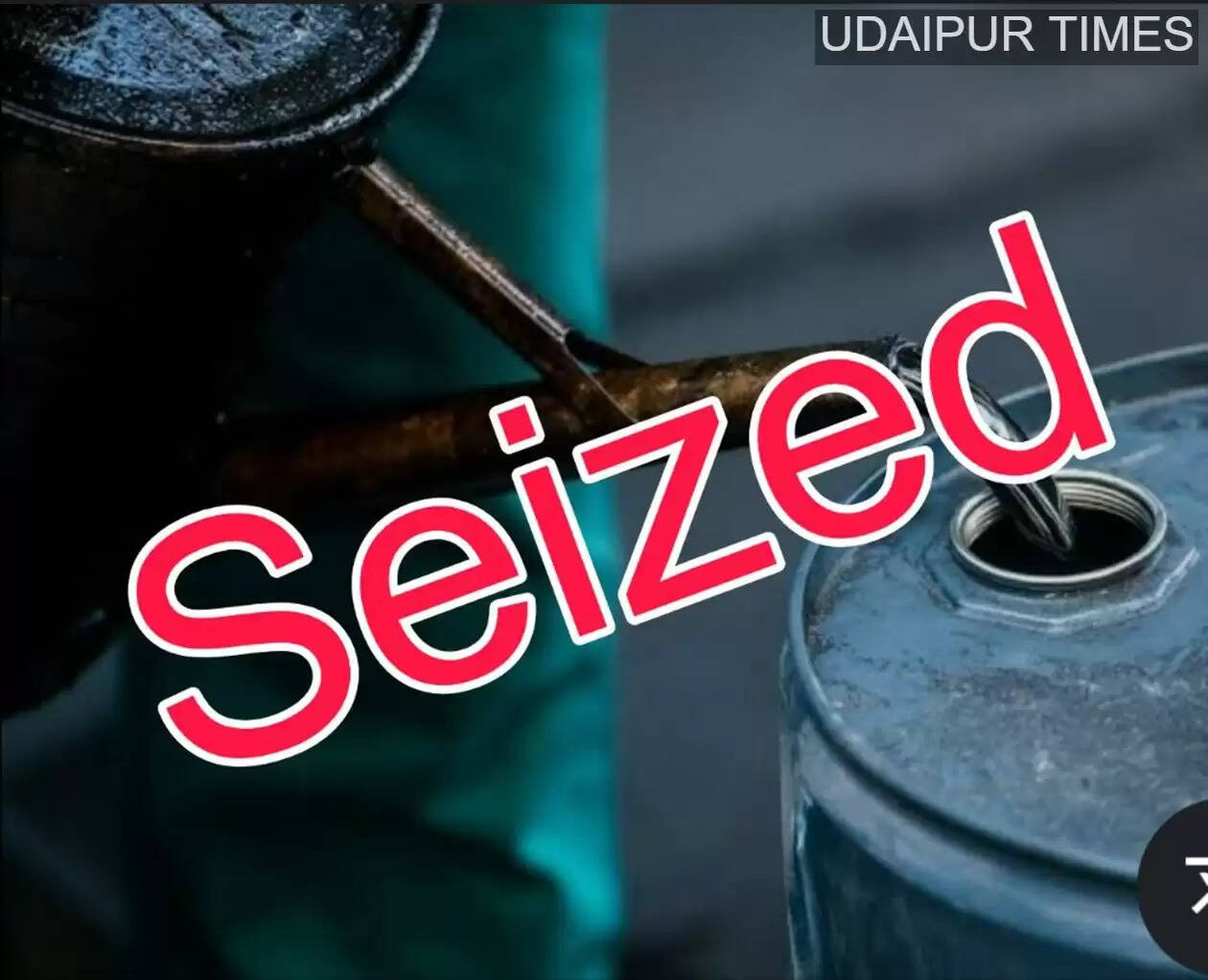 Police seizing illegal diesel drums in Govardhan area, Udaipur