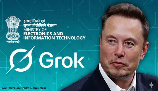 Illustration of AI chatbot Grok under investigation by MeitY for obscene content on social media