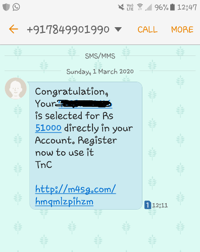 ALERT-Beware of fake links in your phone's message box