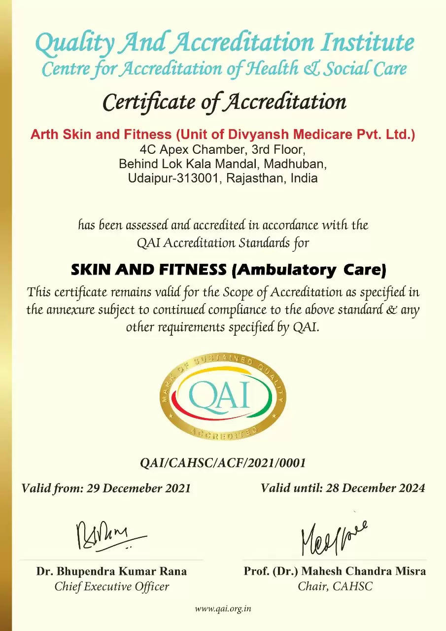 India First Quality Certified Clinical Cosmetic and Fitness Centre Arth Skin and Fitness
