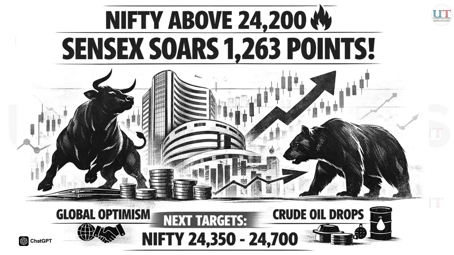Nifty crosses 24200 and Sensex surges over 1200 points amid global optimism and falling crude prices