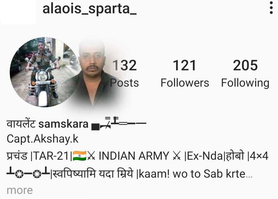 Fake Army Officer still active on Instagram