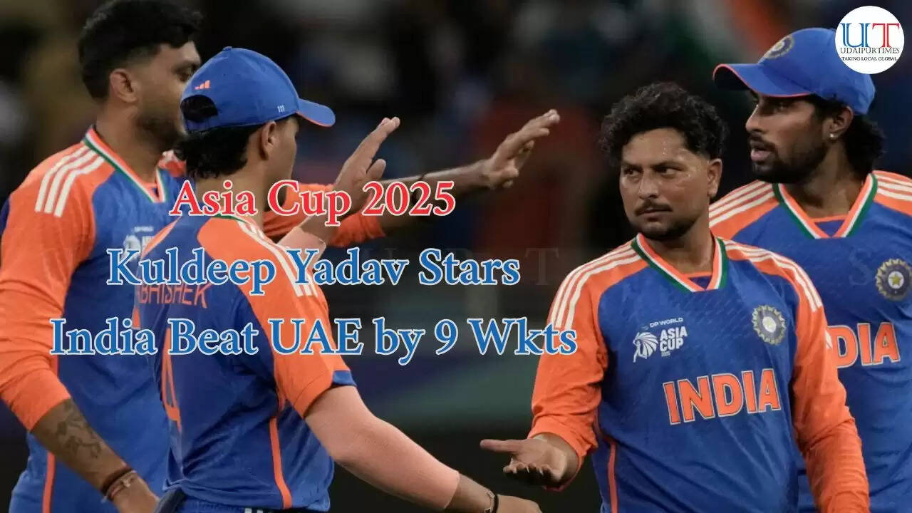 Kuldeep Yadav celebrates after taking 4 wickets in India vs UAE Asia Cup 2025 match