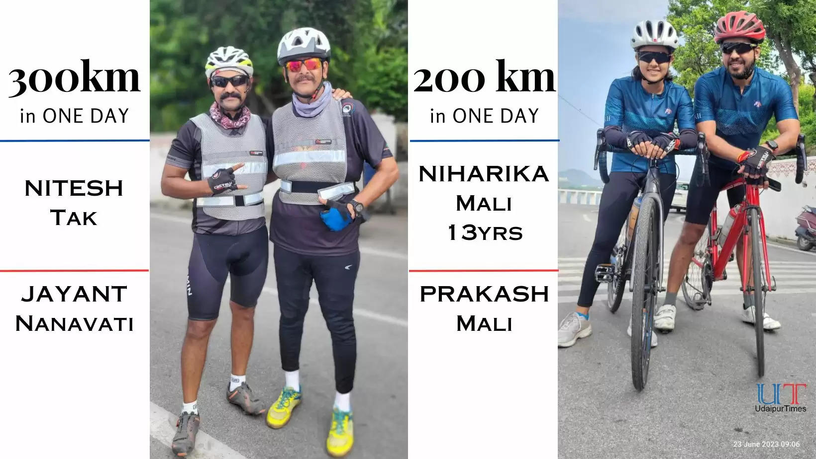 Cyclists of Udaipur Breaking Record 300 km in one day at Fatehsagar Udaipur Nitesh Tak Jayant Nanavati Niharika Mali Prakash Mali