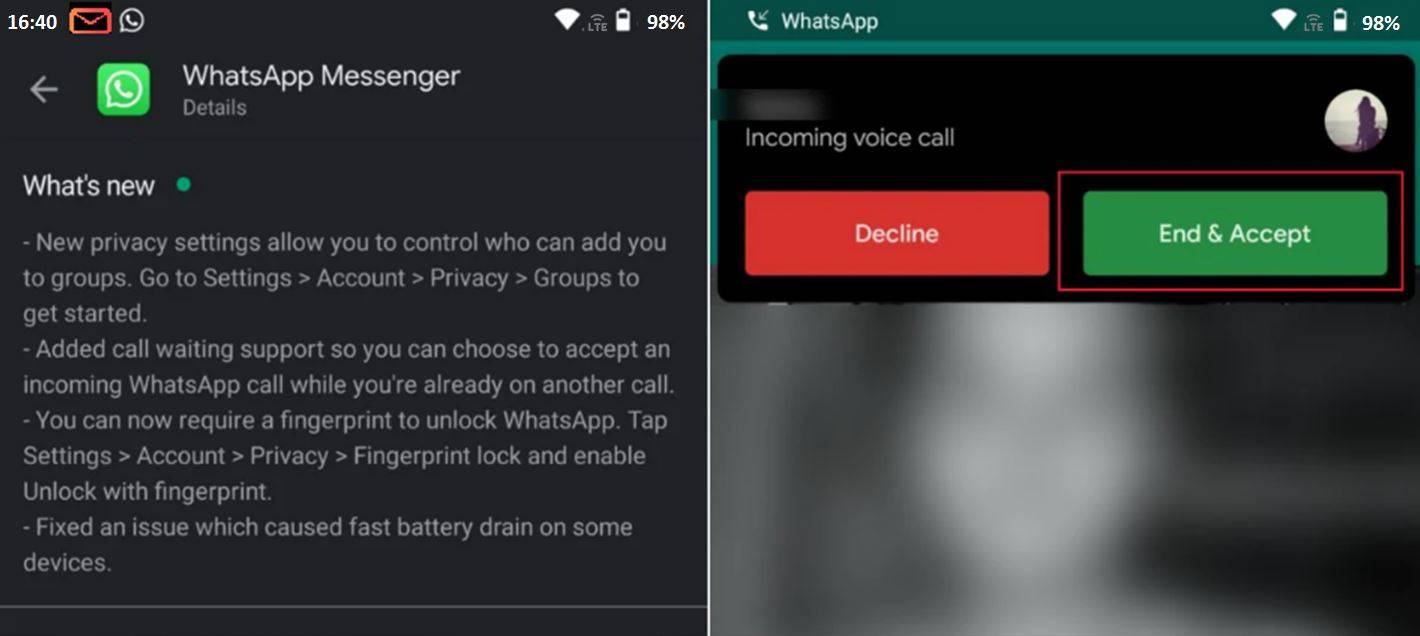 Call Waiting enabled for WhatsApp on Android - iOS Roll Out happened a month back