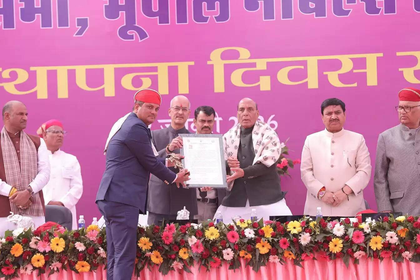 Defence Minister Rajnath Singh addressing the 104th Foundation Day of Bhupal Nobles’ Sansthan in Udaipur