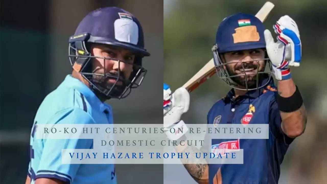 Rohit Sharma and Virat Kohli celebrating their centuries in Vijay Hazare Trophy domestic cricket match