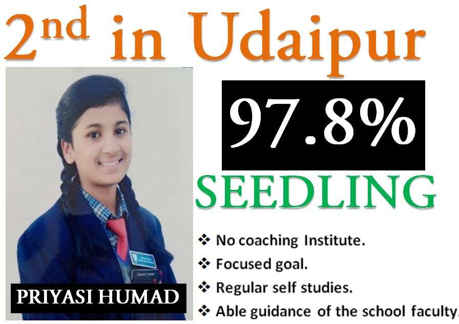 Priyasi Humad from Seedling secures 2nd position in Udaipur | CBSE XII results