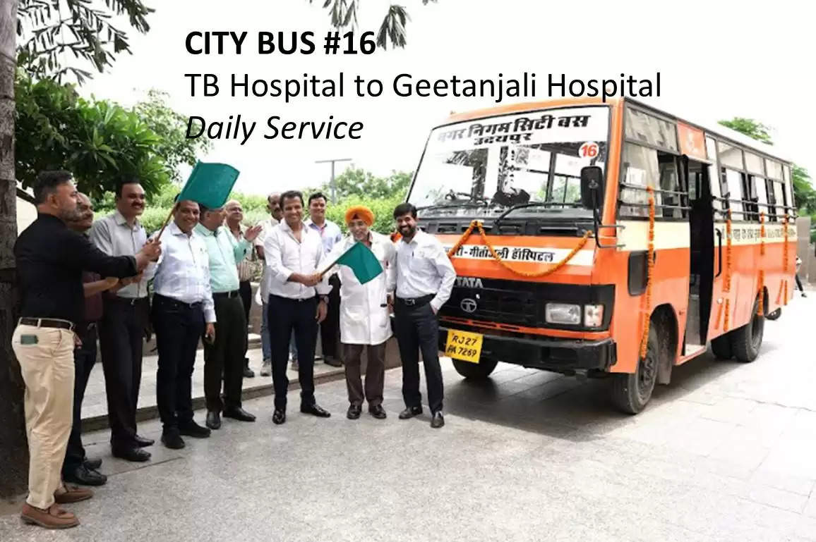 Udaipur City Bus Route 16 from TB Hospital to Geetanjali Hospital Udaipur