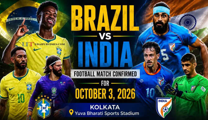Brazil's national football team will face India in an international friendly at Yuva Bharati Stadium in Kolkata on October 3.