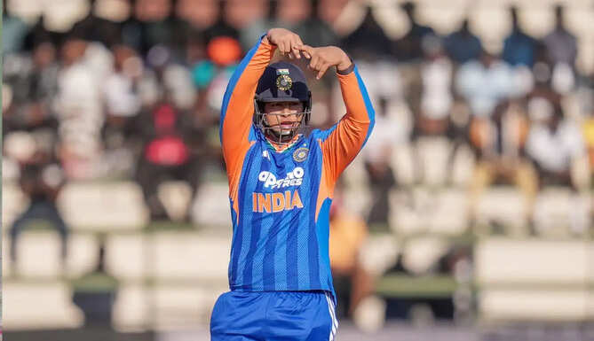 Vaibhav Sooryavanshi celebrates his record-breaking T20I fifty as Mayank Yadav shines in India's victory over Zimbabwe in Harare.
