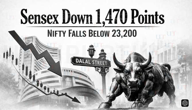 Sensex Crashes 1,470 Points, Nifty Slides Below 23,200 Amid Global Tensions