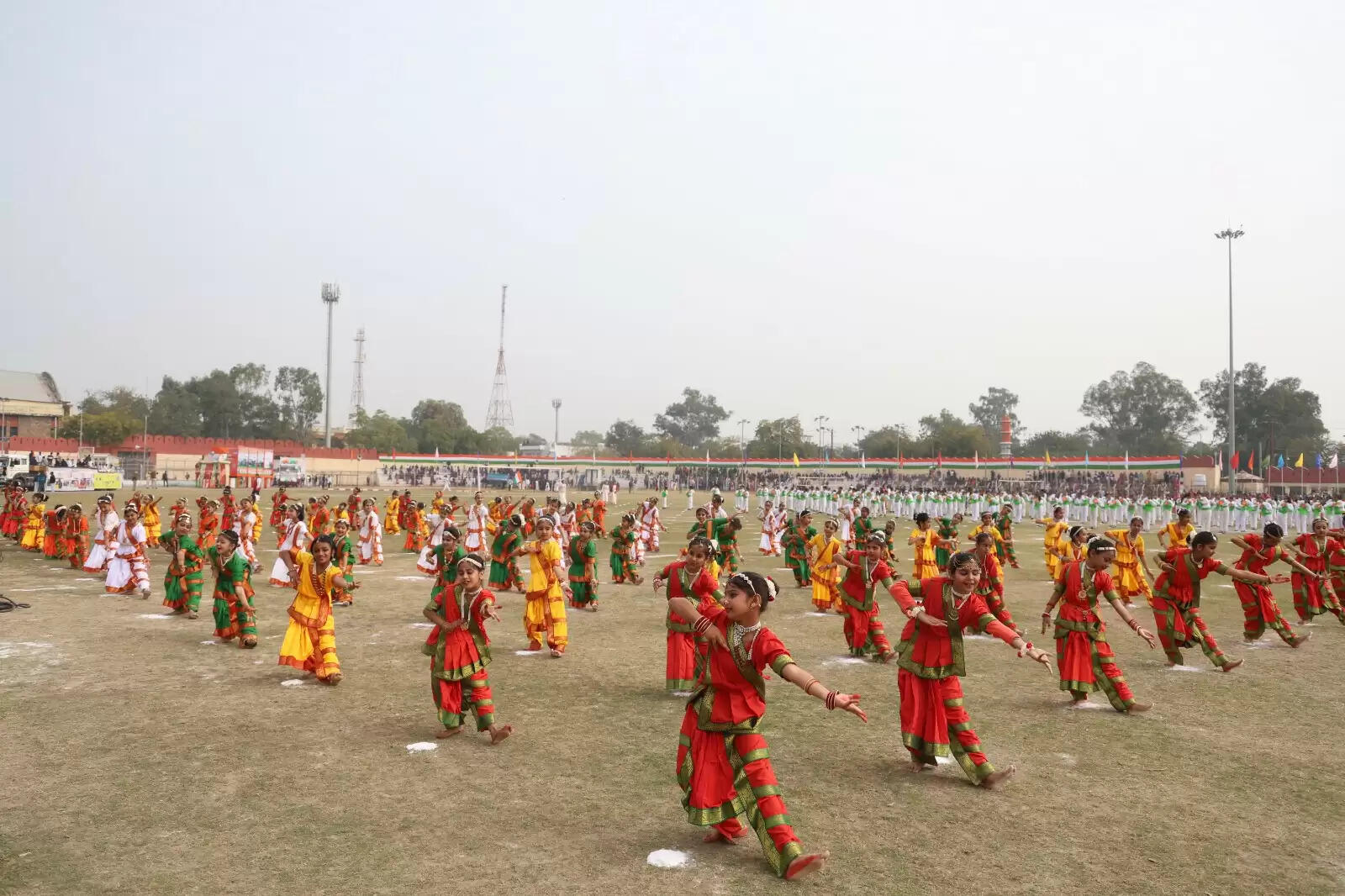 Flag hoisting ceremony during 77th Republic Day celebrations at Gandhi Ground, Udaipur
